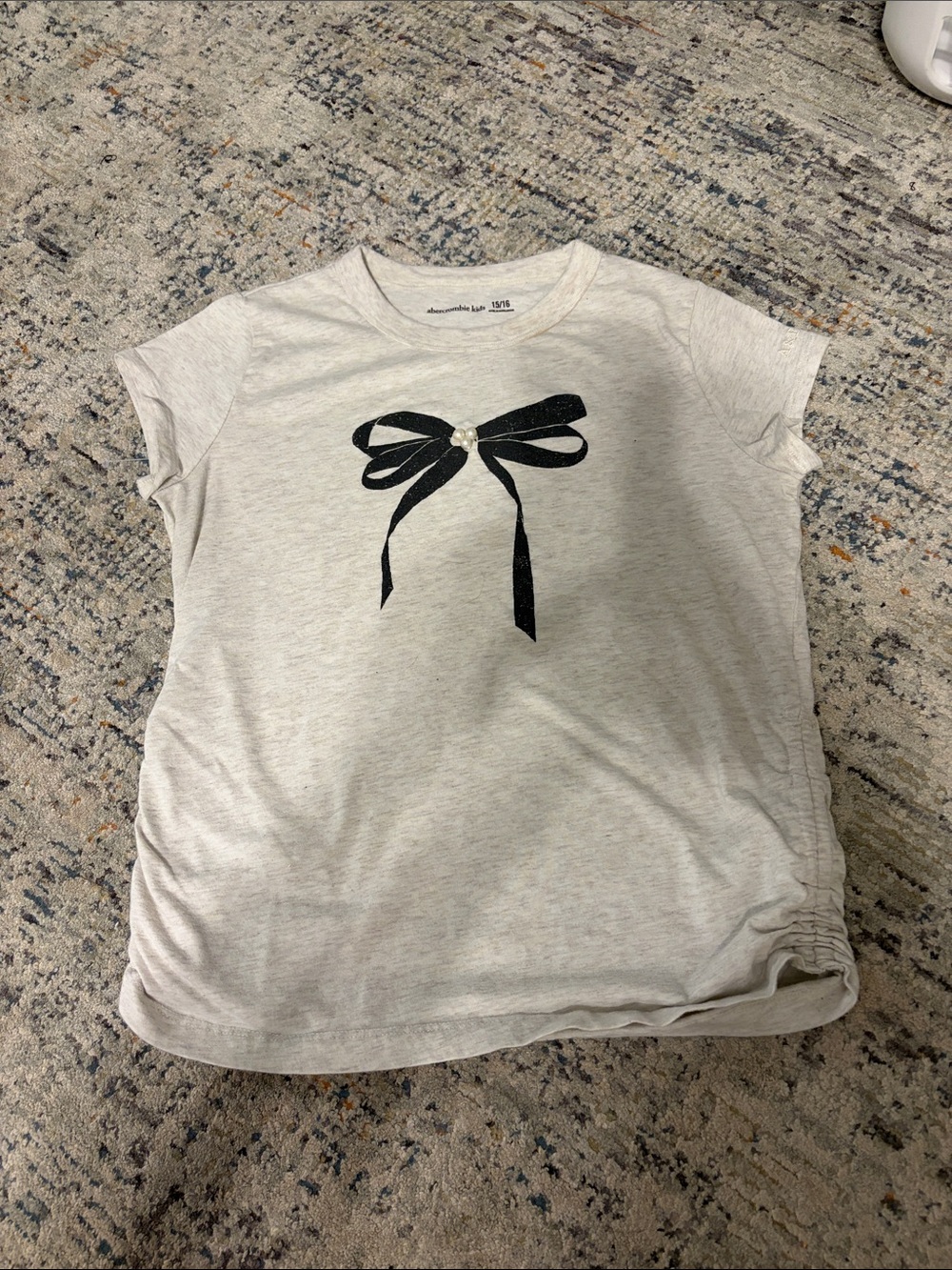 Abercrombie Kids  Light Heather Gray Tee with Black Bow and Graphic